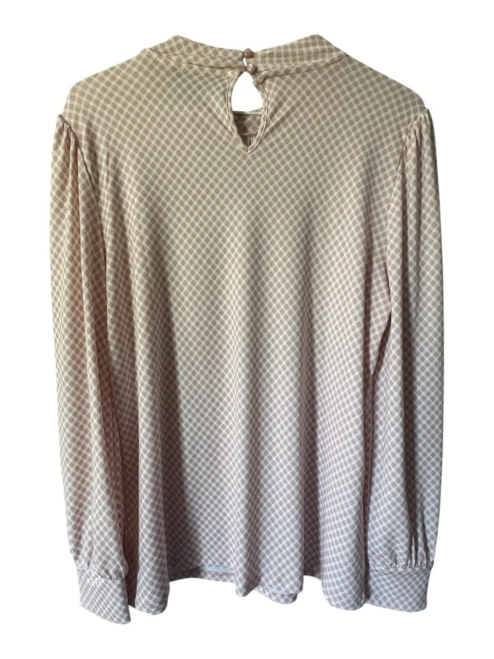 Adrianna Papell Pink Gingham Keyhole Back Blouse - Picture 5 of 9